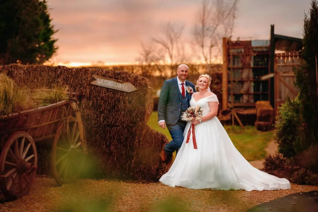 Runa Farm wedding photography - bride and groom at rustic barn venue in County Durham