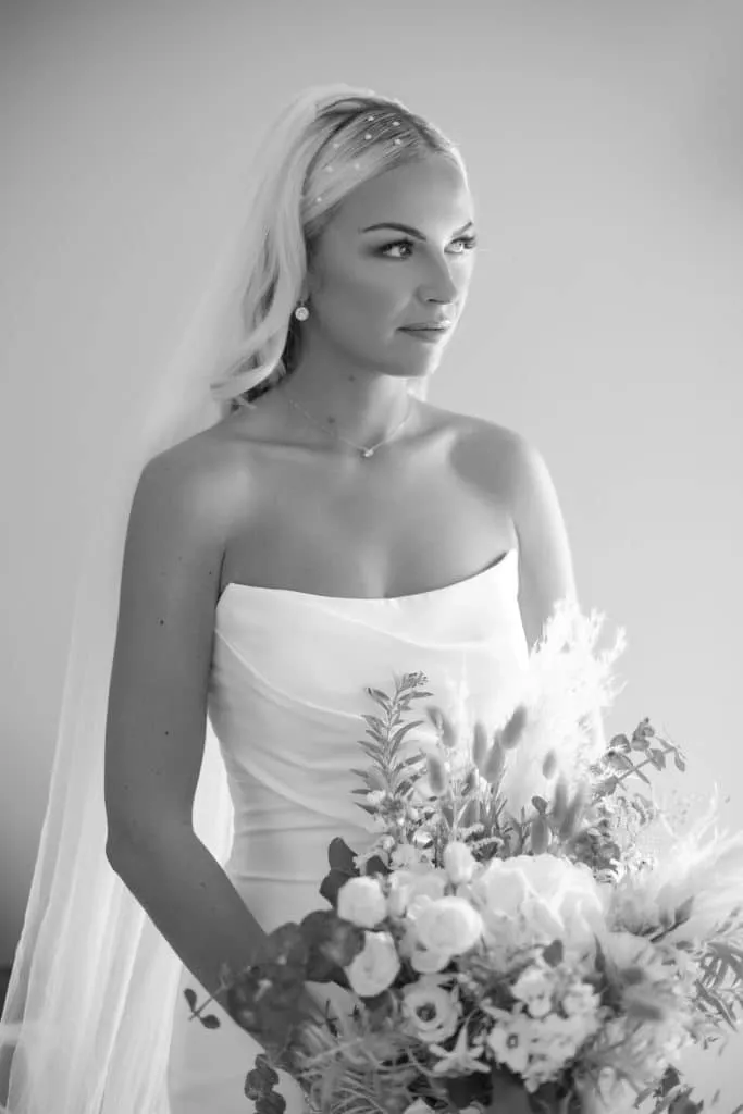 Sneaton Castle wedding - bride and groom at historic castle venue on Yorkshire coast