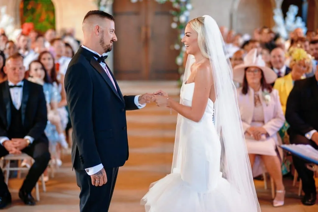 Sneaton Castle wedding - bride and groom at historic castle venue on Yorkshire coast