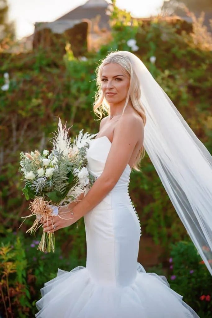 Sneaton Castle wedding - bride and groom at historic castle venue on Yorkshire coast
