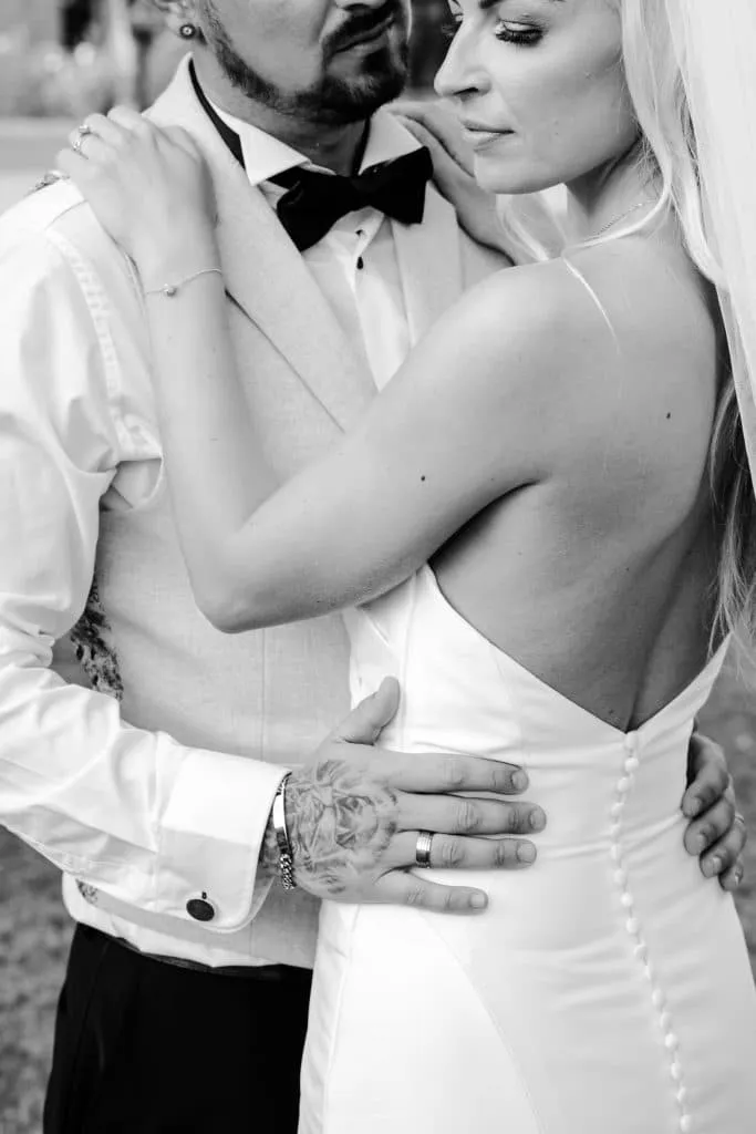 Sneaton Castle wedding - bride and groom at historic castle venue on Yorkshire coast