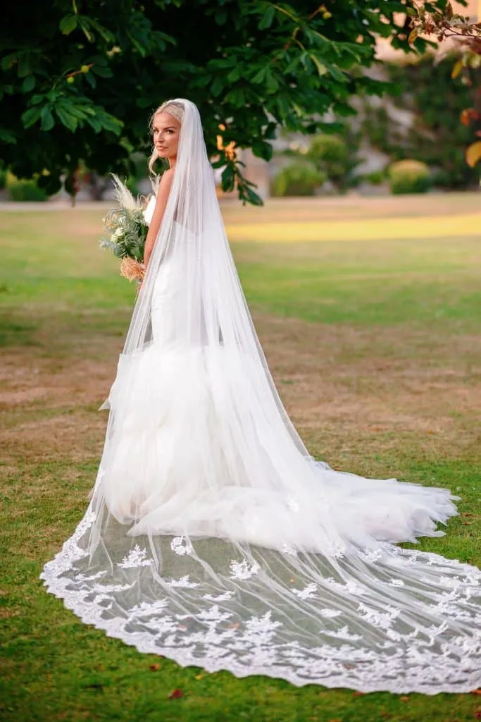 Sneaton Castle wedding - bride and groom at historic castle venue on Yorkshire coast