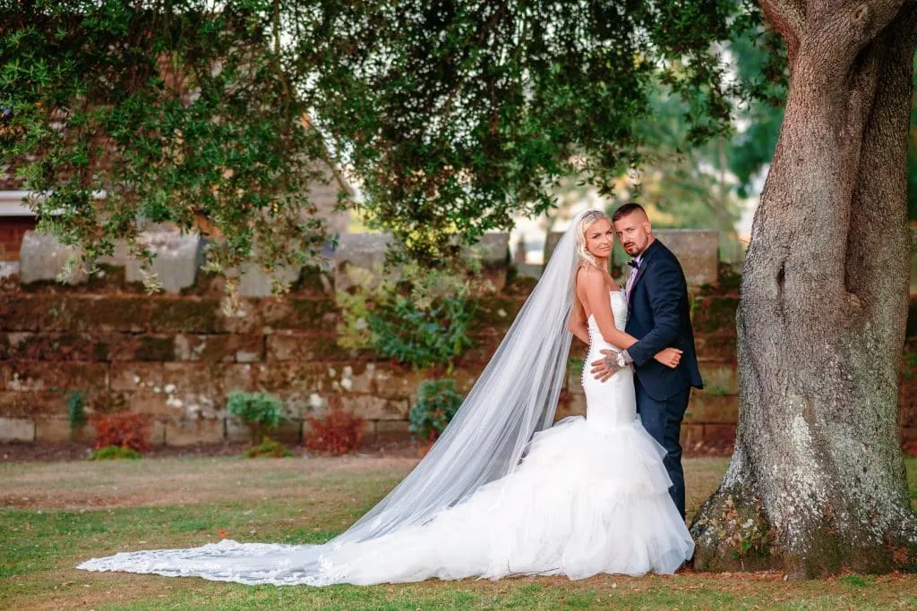 Sneaton Castle wedding - bride and groom at historic castle venue on Yorkshire coast