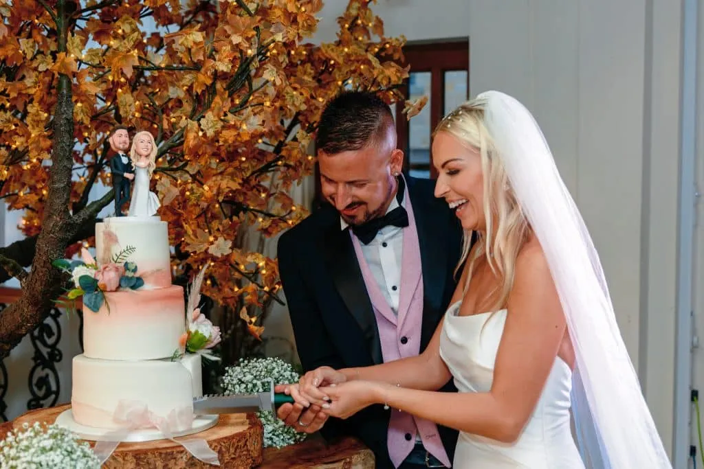 Sneaton Castle wedding - bride and groom at historic castle venue on Yorkshire coast